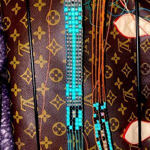 Turquoise,silver,and black cow boy hat beads